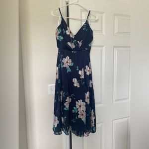 Lulu’s All About Love Navy Blue Floral Print Midi Dress